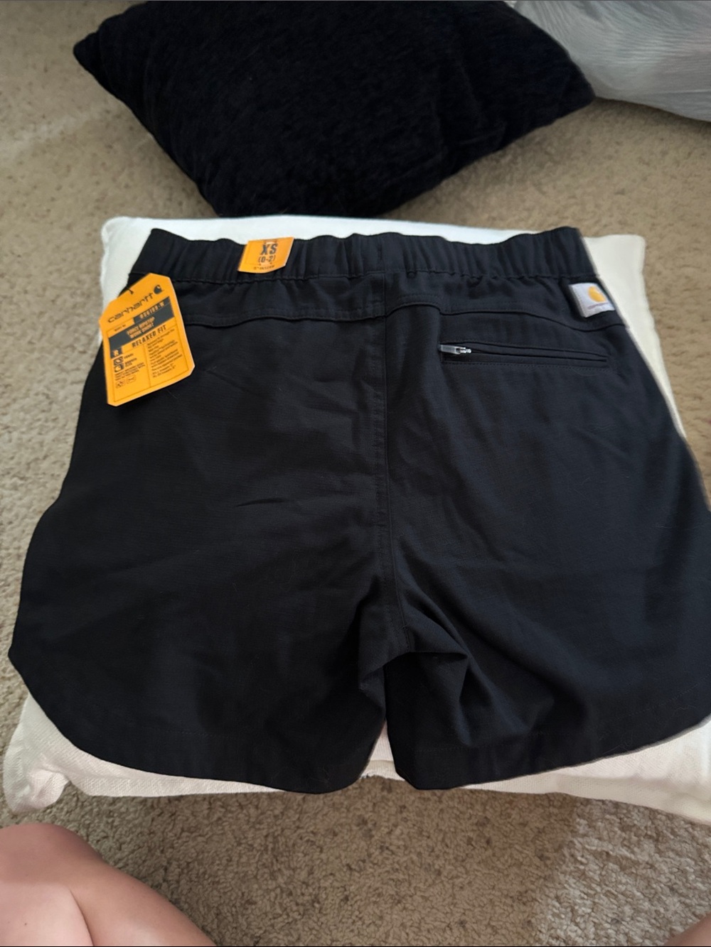 Carhartt Women’s Black Elastic-Waist Utility Shorts with Zip Pocket
